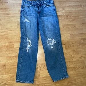 High rise jeans from Old Navy, size 6, holes in the knees